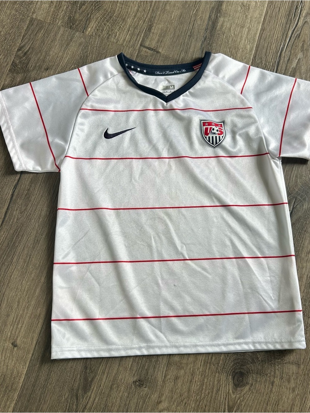 Nike Kids' USA Soccer Short Sleeve Shirt - White with Red Stripes